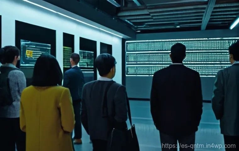 양자 컴퓨팅의 윤리적 딜레마 - **Prompt for "The Cryptographic Challenge":**
    "A visually striking scene depicting a vibrant, fu...