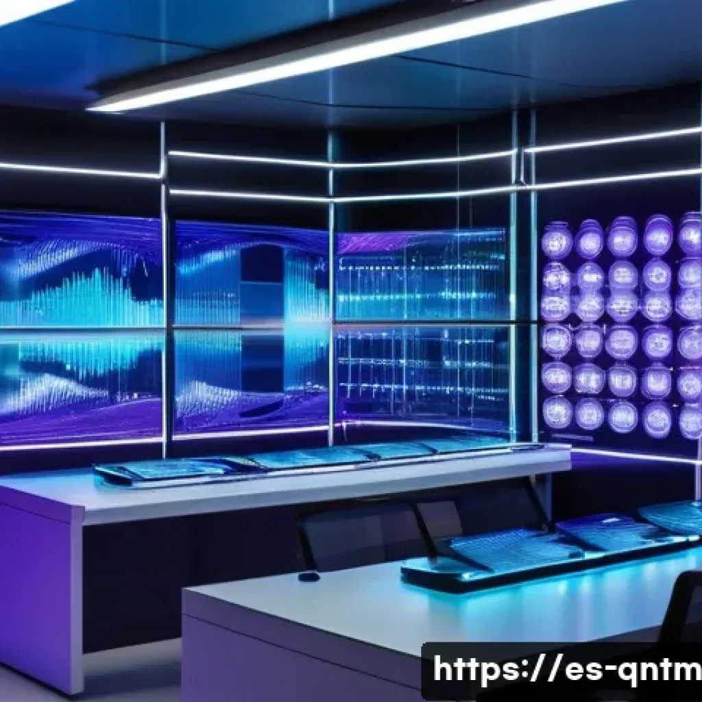 양자 컴퓨터의 글로벌 시장 전망 - A futuristic quantum computing laboratory in Spain, showcasing advanced superconducting qubit hardwa...