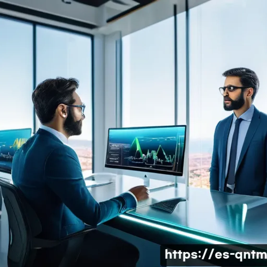 양자 컴퓨터와 인공지능의 융합 - A futuristic laboratory scene in Spain featuring advanced quantum computing hardware integrated with...