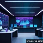 양자 컴퓨팅과 통계학의 접목 가능성 - A futuristic laboratory setting with diverse scientists and data analysts collaborating around a lar...