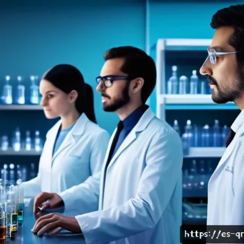 양자 컴퓨팅의 실용적 적용 사례 - A futuristic pharmaceutical laboratory scene showcasing advanced molecular simulation using quantum ...
