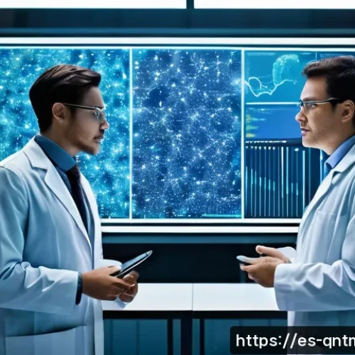 양자 알고리즘의 통계적 방법론 - A futuristic laboratory setting where diverse scientists and data analysts collaborate around a larg...