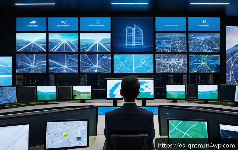 양자 컴퓨터의 산업별 성공 사례 - A futuristic logistics control room in a major Latin American city, showcasing advanced quantum comp...